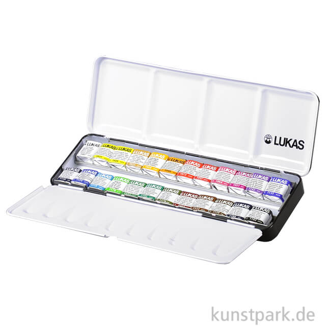 Artikelbild 1 des Artikels “Lukas 1862 Aquarell Kasten mit 24 halben Näpfchen “