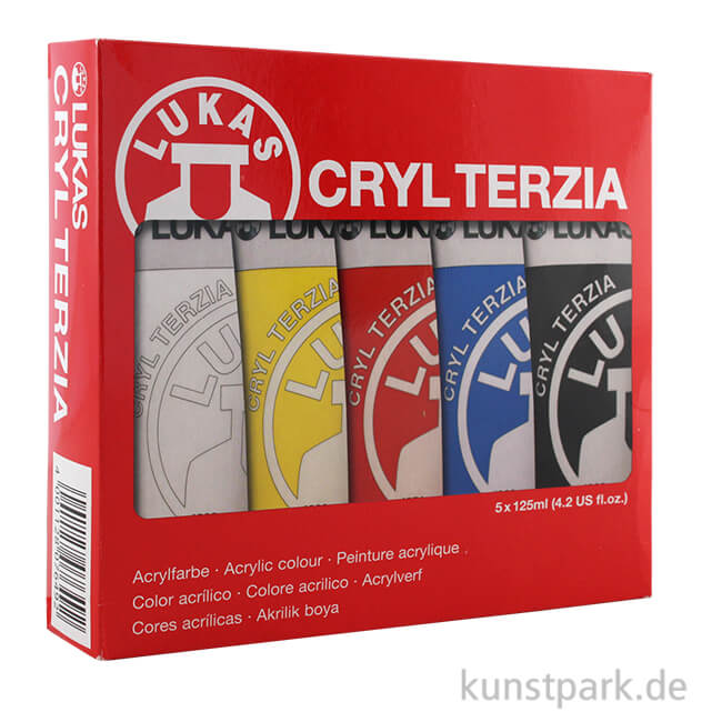 Artikelbild 1 des Artikels “LukasCryl TERZIA Acrylfarben Set, Karton mit 5 x 125 ml Tuben, Classic “