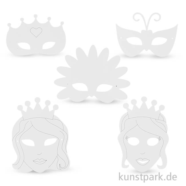 Artikelbild 1 des Artikels “Märchen-Masken aus weißem Karton mit Gummiband, 16 Stück “