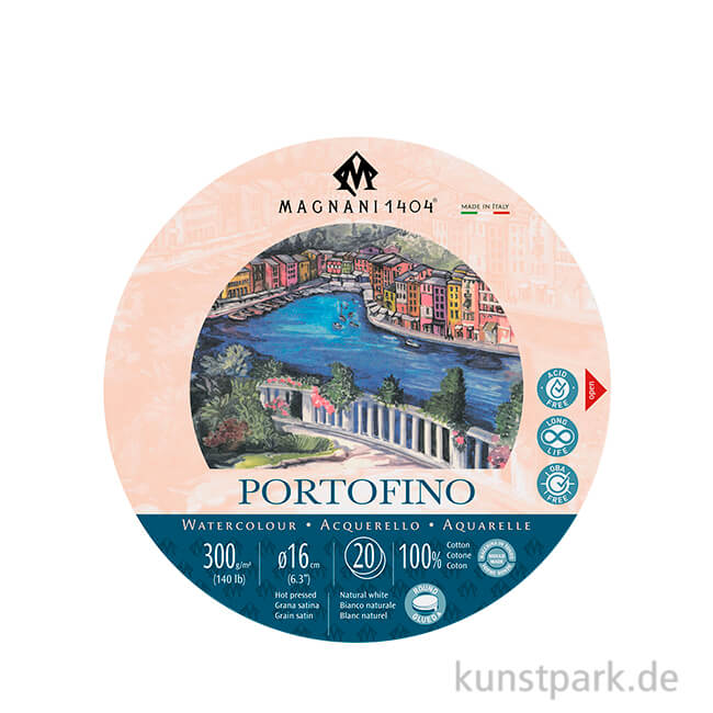 Artikelbild 1 des Artikels “MAGNANI Aquarellblock Rund, Geleimt, 300g, 20 Blatt, 16 cm, Satiniert “