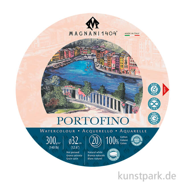 Artikelbild 1 des Artikels “MAGNANI Aquarellblock Rund, Geleimt, 300g, 20 Blatt, 32 cm, Satiniert “
