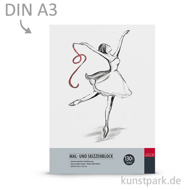 Artikelbild 1 des Artikels “Mal- und Skizzenblock 130g, Kopfleimung DIN A3, 50 Blatt“