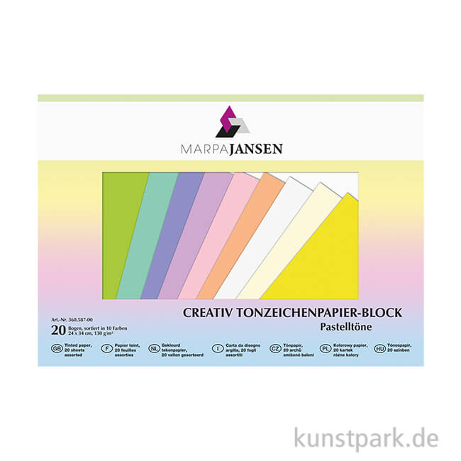 Artikelbild 1 des Artikels “Marpa Jansen Tonzeichenpapier, 10 Pastelltöne 24x34 cm 20 Blatt “