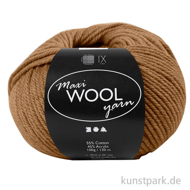 Artikelbild 1 des Artikels “Maxi Wollgarn 100 g 125 m | Hellbraun“