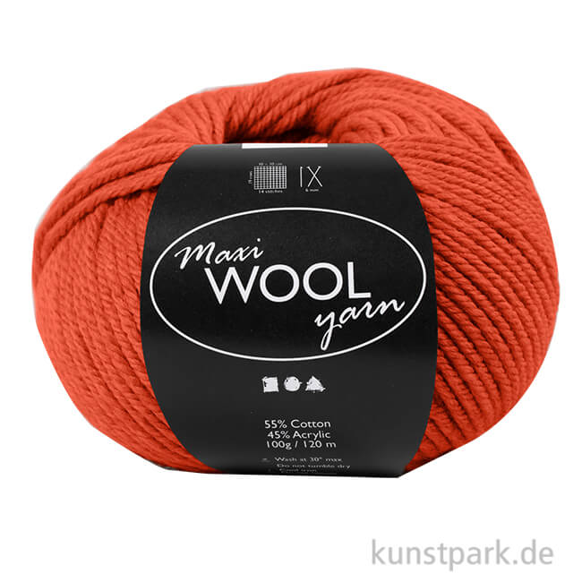 Artikelbild 1 des Artikels “Maxi Wollgarn 100 g 125 m | Rostrot“