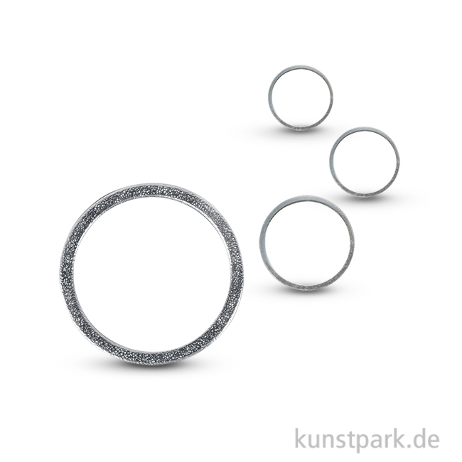 Artikelbild 1 des Artikels “Metall-Schmuckring flach, silber, 4 Stück sortiert 15 - 37 mm“