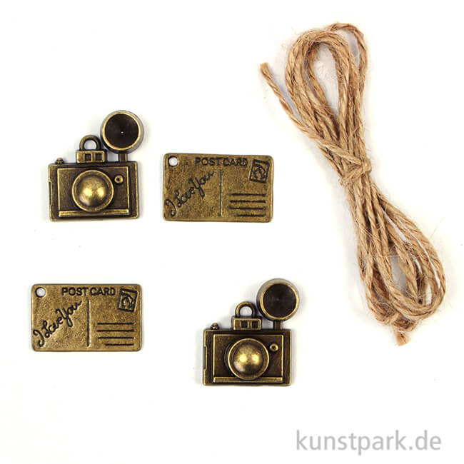 Artikelbild 1 des Artikels “Metallcharms Vintage - Kamera, 4 Stück sortiert “