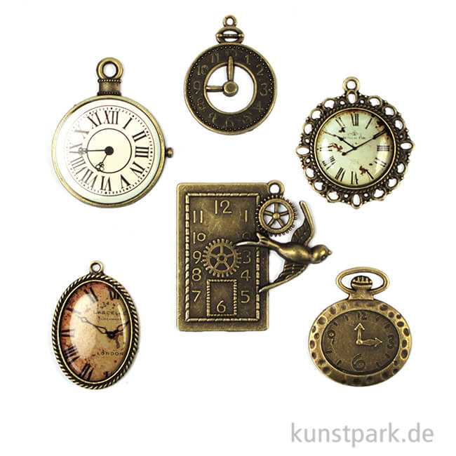 Artikelbild 1 des Artikels “Metallcharms Vintage - Uhr, 6 Stück sortiert “