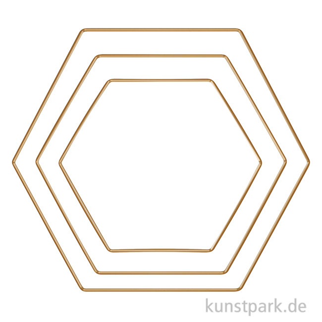 Artikelbild 1 des Artikels “Metallringe Hexagon, Gold, je 1 x 20 cm + 25 cm + 30 cm, 3 Stück “