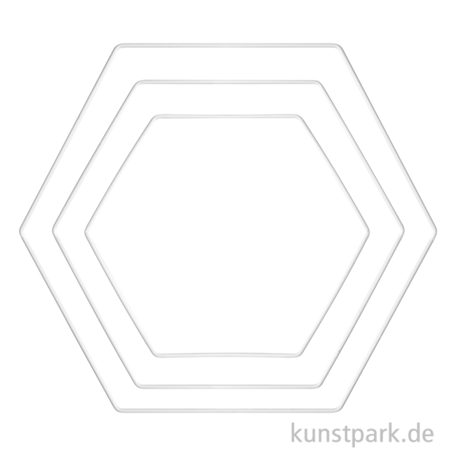Artikelbild 1 des Artikels “Metallringe Hexagon, Weiß, je 1 x 20 cm + 25 cm + 30 cm, 3 Stück “
