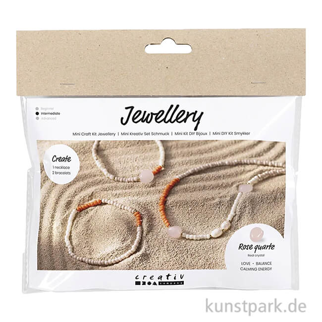 Artikelbild 1 des Artikels “Mini Bastelset Schmuck, Halskette + Armband mit Rosenquarz “