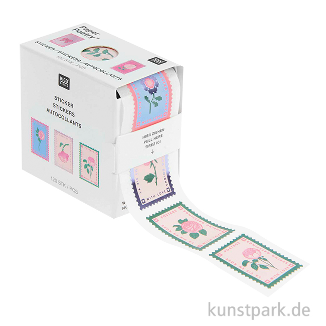 Artikelbild 1 des Artikels “Mini Sticker - La Vie en Rose, Briefmarken, 120 Aufkleber “