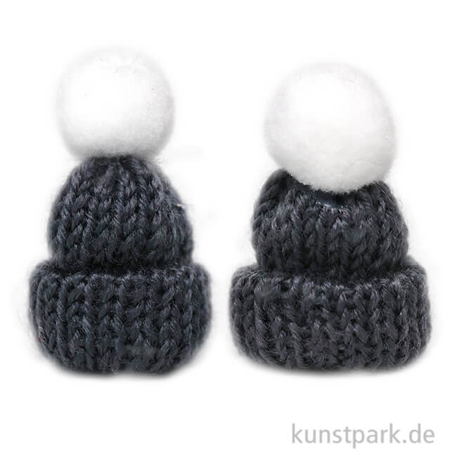 Artikelbild 1 des Artikels “Mini Strick-Mützen, Dunkelgrau, 4,5 cm, 2 Stück “