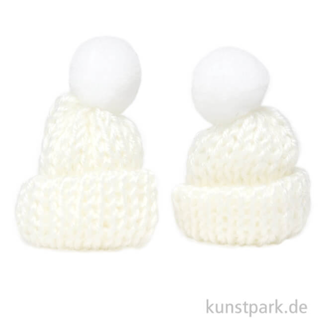 Artikelbild 1 des Artikels “Mini Strick-Mützen, Wollweiß, 4,5 cm, 2 Stück “