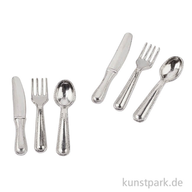 Artikelbild 1 des Artikels “Miniatur Besteck, 12-teilig, Silberfarbig, ca. 2 cm “