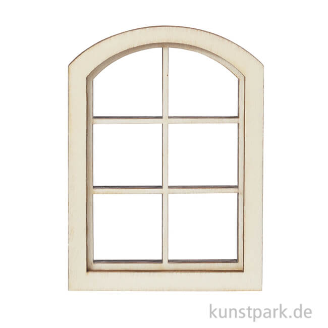 Artikelbild 1 des Artikels “Miniatur Fenster mit Bogen, Holz, 7,5 x 10 cm “