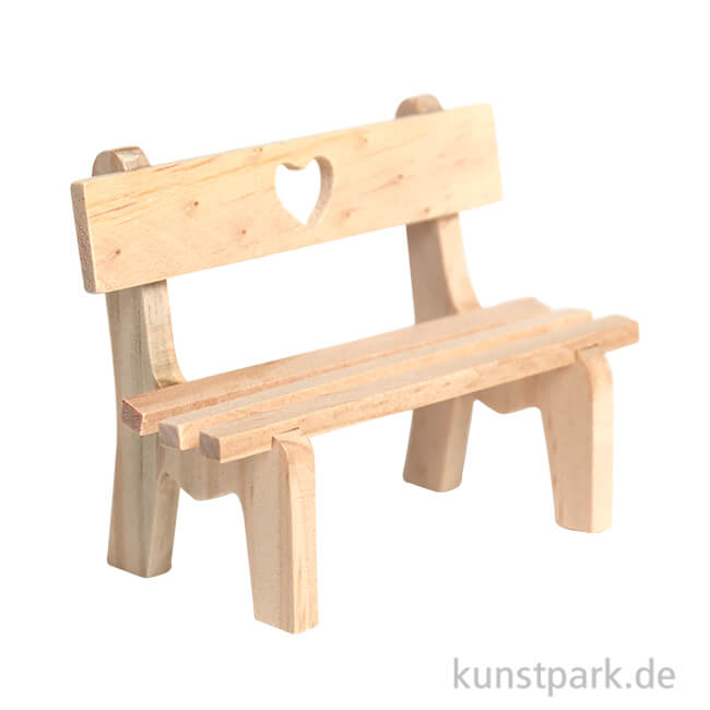 Artikelbild 1 des Artikels “Miniatur Holzbank mit Herz, Natur, 10 x 4,5 x 7,5 cm “