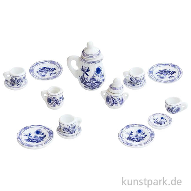 Artikelbild 1 des Artikels “Miniatur Kaffeeservice, Weiß-Blau, Keramik, 1-3,5 cm, 15-teilig “