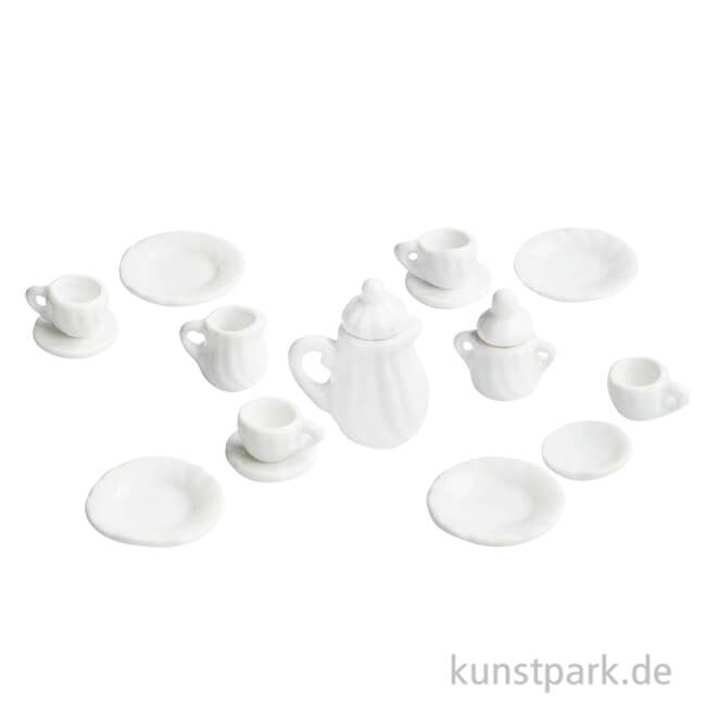 Artikelbild 1 des Artikels “Miniatur Kaffeeservice, Weiß, Keramik, 1-3,5 cm, 15-teilig “