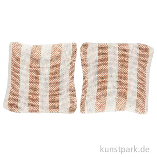 Artikelbild 1 des Artikels “Miniatur Kissen, Beige gestreift, 2,8 x 2,8 cm, 2 Stück “
