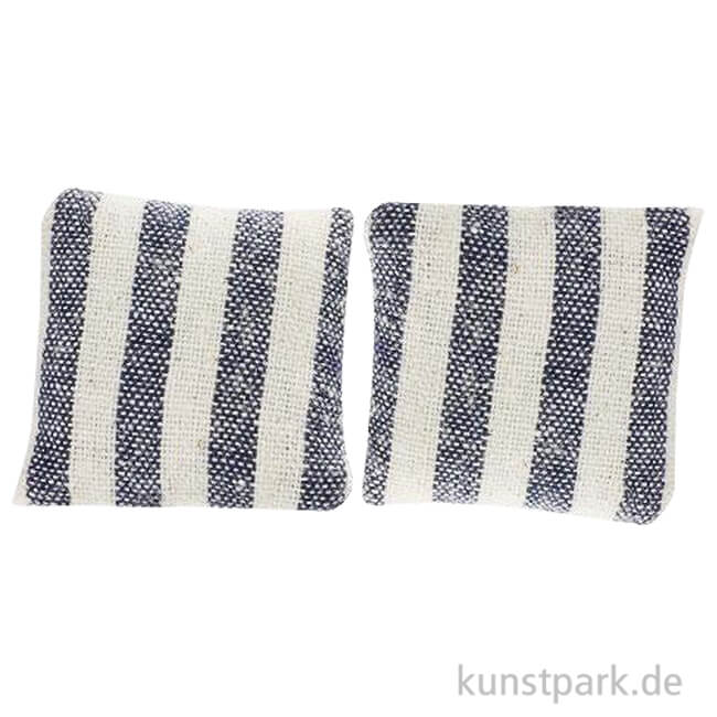 Artikelbild 1 des Artikels “Miniatur Kissen, Dunkelblau gestreift, 2,8 x 2,8 cm, 2 Stück “
