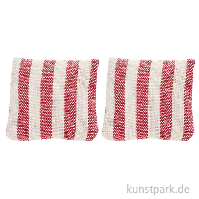 Artikelbild 1 des Artikels “Miniatur Kissen, Rot gestreift, 2,8 x 2,8 cm, 2 Stück “