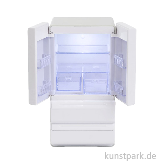 Artikelbild 1 des Artikels “Miniatur Kühlschrank mit Beleuchtung, Weiß, 12 x 6,3 x 5,5 cm “