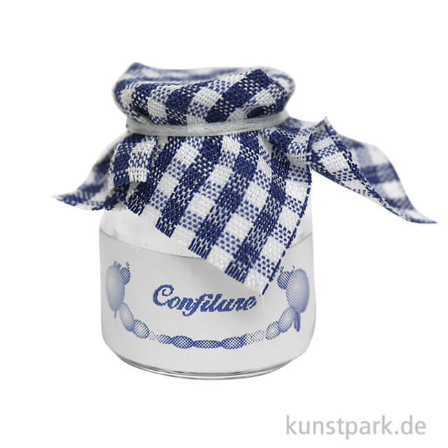 Artikelbild 1 des Artikels “Miniatur Marmeladenglas mit Deckel, Weiß Blau, 18 x 25 mm “