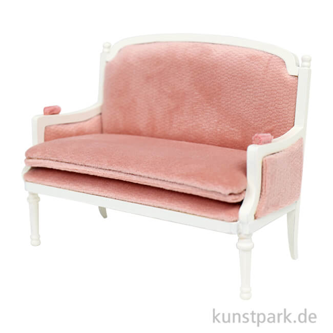 Artikelbild 1 des Artikels “Miniatur Sofa, Louis XVI, Weiß Rosa, 11,5 x 9 x 5 cm “