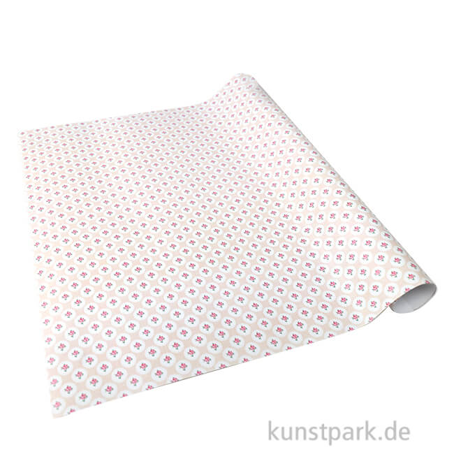 Artikelbild 1 des Artikels “Miniatur Tapete mit Blumen, Creme Rosa, 50 x 30 cm “