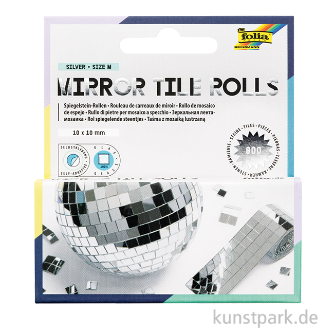 Artikelbild 1 des Artikels “Mirror Tile Rolls - Spiegelsteine, 10 x 10 mm, 2 Rollen, je 4 cm x 1 m “