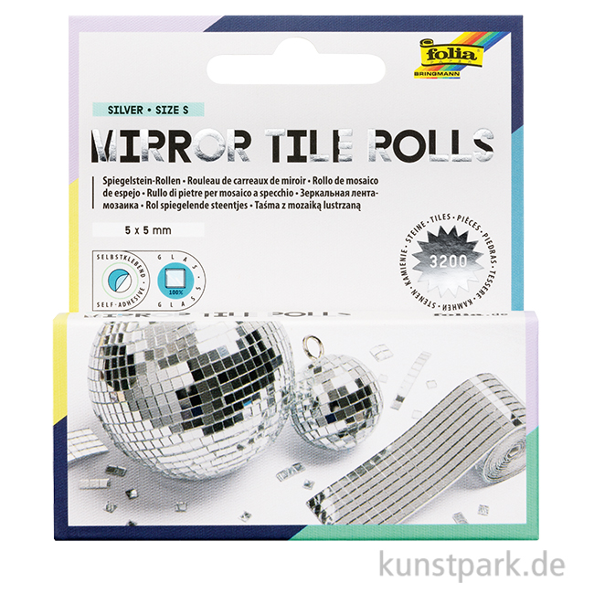 Artikelbild 1 des Artikels “Mirror Tile Rolls - Spiegelsteine, 5 x 5 mm, 2 Rollen, je 4 cm x 1 m “