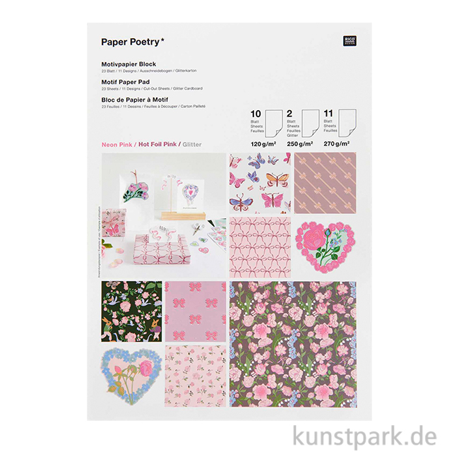 Artikelbild 1 des Artikels “Motivpapier Block La Vie en Rose, 23 Blatt “
