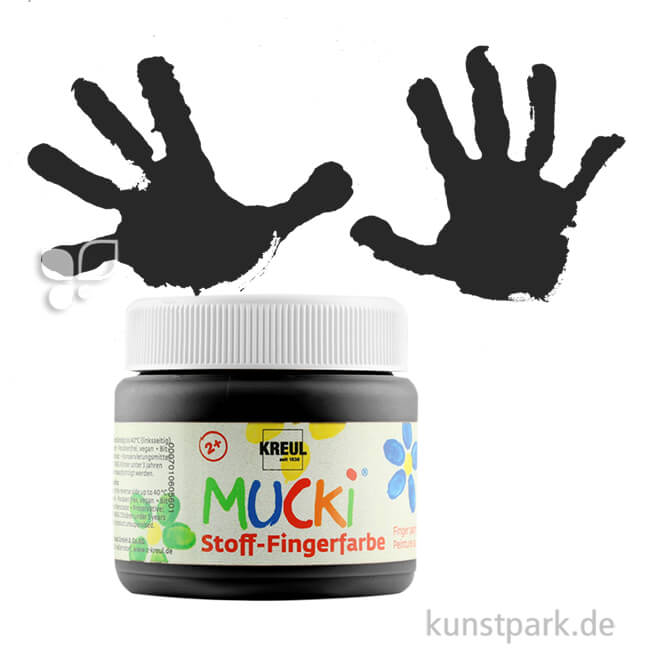 Artikelbild 1 des Artikels “MUCKI Fingerfarbe Textil - pastose Farbe für Stoffe, 150 ml Einzelfarbe | Schwarz“