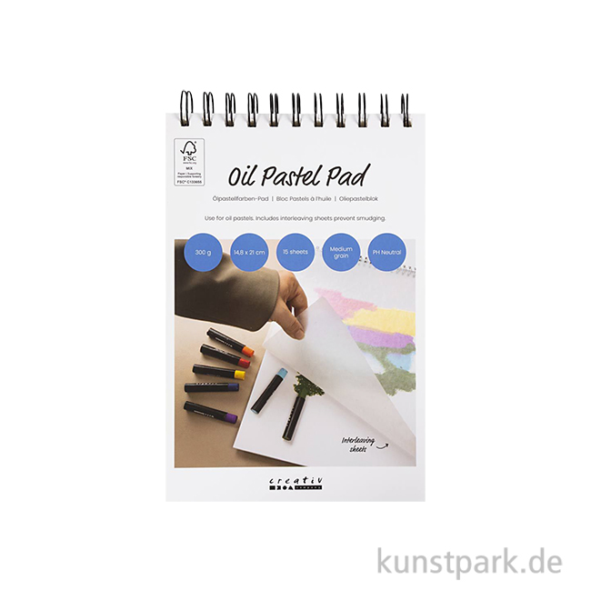 Artikelbild 1 des Artikels “Ölpastell Block, Weiß, 300g, 15 Blatt, A5, 148 x 210 mm “