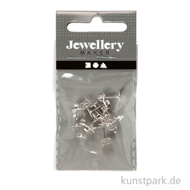 Artikelbild 1 des Artikels “Ohrstecker mit Platte und Verschluss 13 mm, 10 Stück, Versilbert “