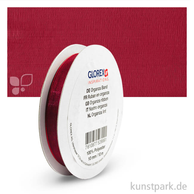 Artikelbild 1 des Artikels “Organza-Band - 10 mm Breite - 10 m Länge Einzelfarbe | Bordeaux“