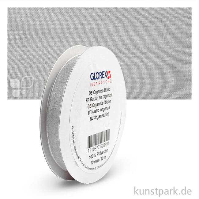 Artikelbild 1 des Artikels “Organza-Band - 10 mm Breite - 10 m Länge Einzelfarbe | Hellgrau“