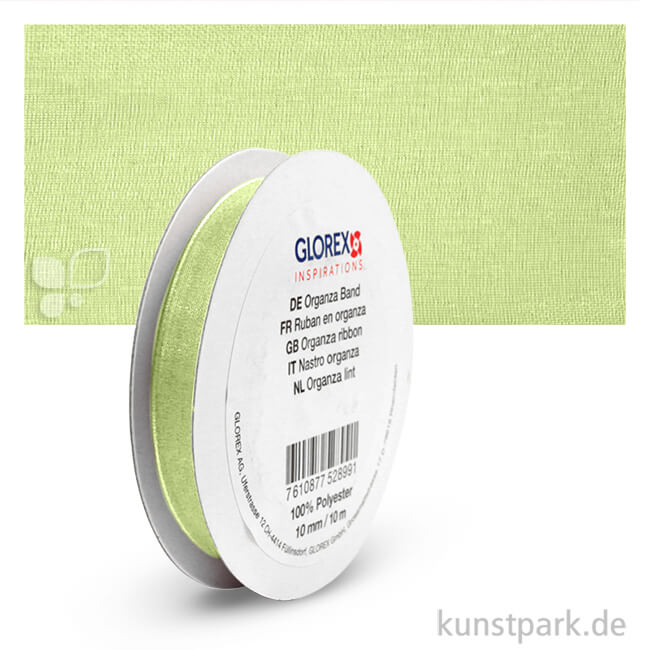 Artikelbild 1 des Artikels “Organza-Band - 10 mm Breite - 10 m Länge Einzelfarbe | Hellgrün“