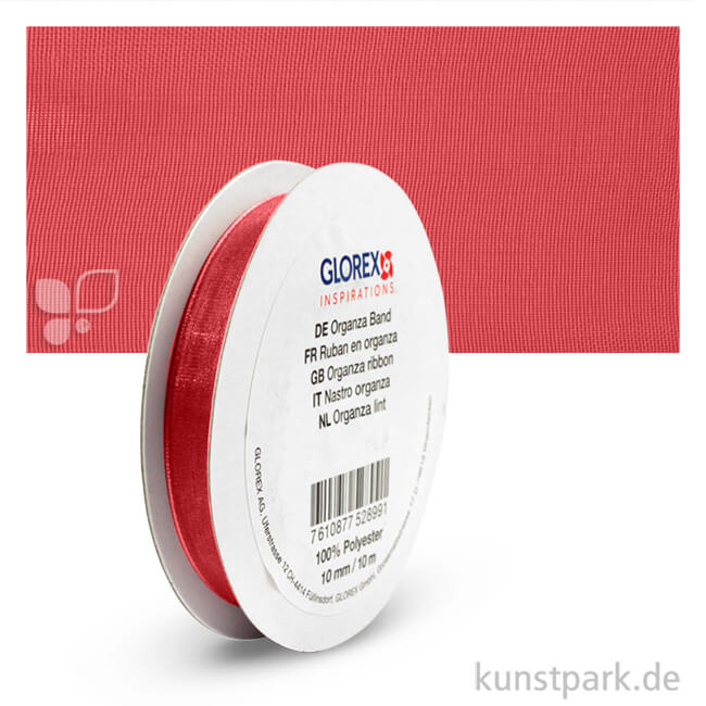 Artikelbild 1 des Artikels “Organza-Band - 10 mm Breite - 10 m Länge Einzelfarbe | Rot“