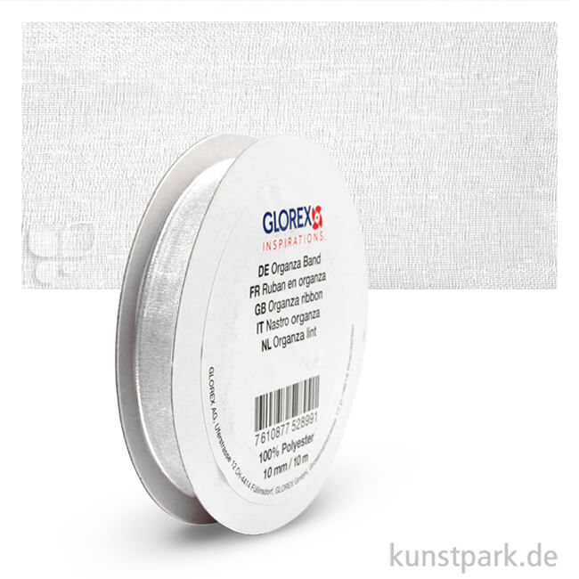 Artikelbild 1 des Artikels “Organza-Band - 10 mm Breite - 10 m Länge Einzelfarbe | Weiß“