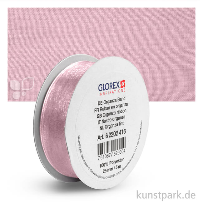 Artikelbild 1 des Artikels “Organza-Band - 25 mm Breite - 5 m Länge Einzelfarbe | Rosa“