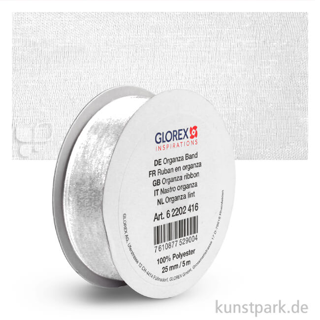 Artikelbild 1 des Artikels “Organza-Band - 25 mm Breite - 5 m Länge Einzelfarbe | Weiß“