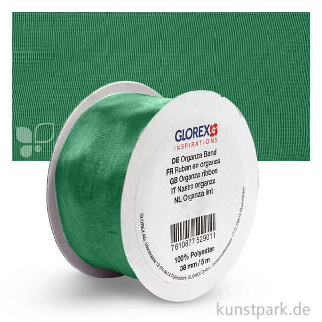 Artikelbild 1 des Artikels “Organza-Band - 38 mm Breite - 5 m Länge Einzelfarbe | Dunkelgrün“
