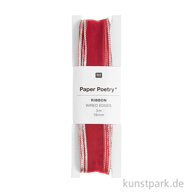 Artikelbild 1 des Artikels “Organzaband mit Drahtkante, Rot Silber, 19 mm x 3 Meter “