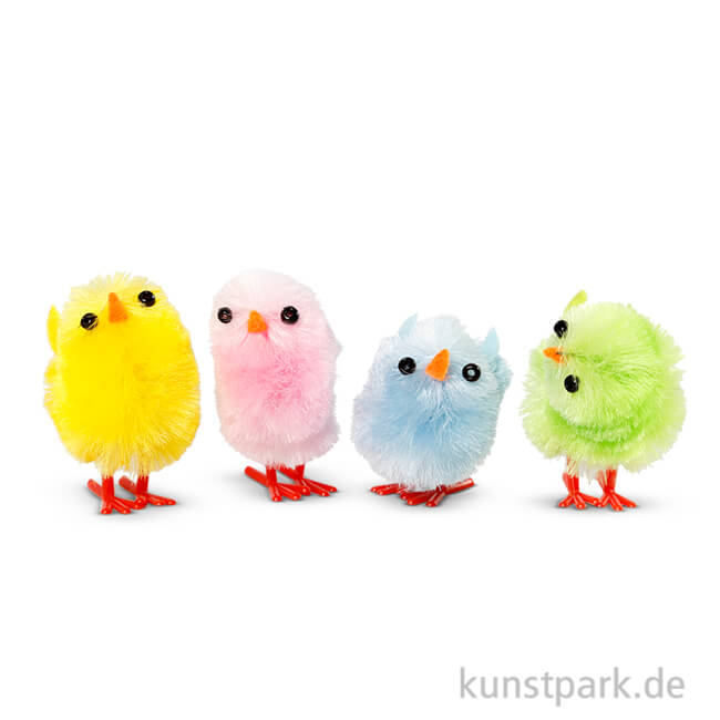 Artikelbild 1 des Artikels “Oster-Küken aus Chenille - 4 Pastellfarben, Höhe 30 mm, 12 Stück “