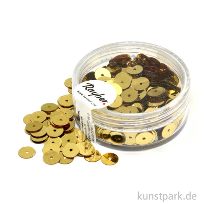 Artikelbild 1 des Artikels “Pailletten Glatt - 6 mm - 6 g Dose Farbe | Gold“