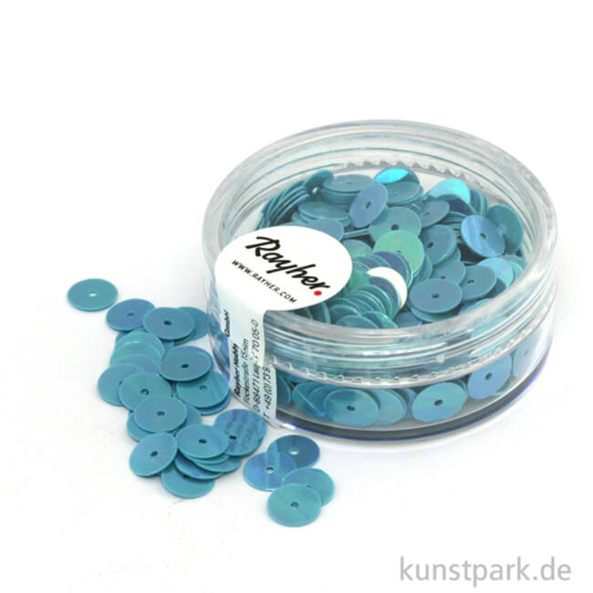 Artikelbild 1 des Artikels “Pailletten Glatt - 6 mm - 6 g Dose Farbe | Irisierend Blau“