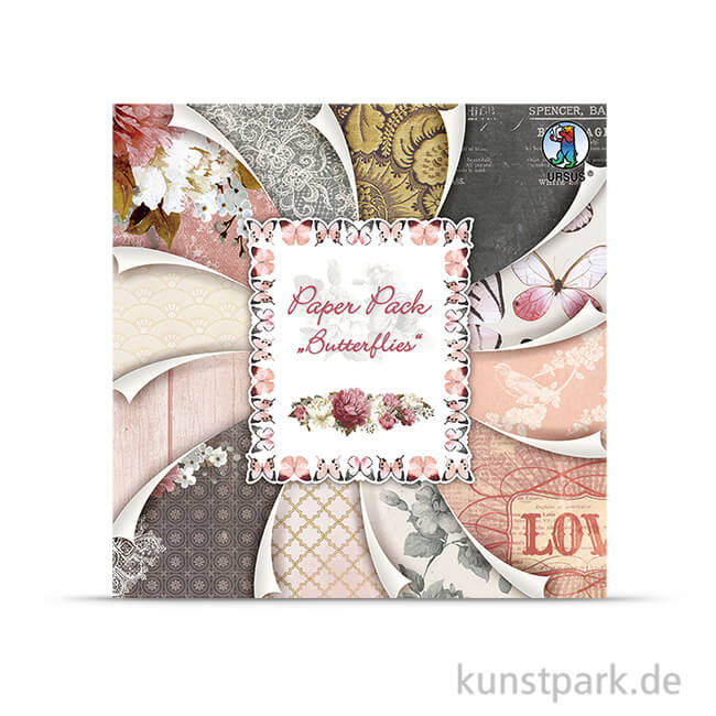 Artikelbild 1 des Artikels “Paper Pack - Butterflies, 24 Blatt, 190 g 30,5 x 30,5 cm“