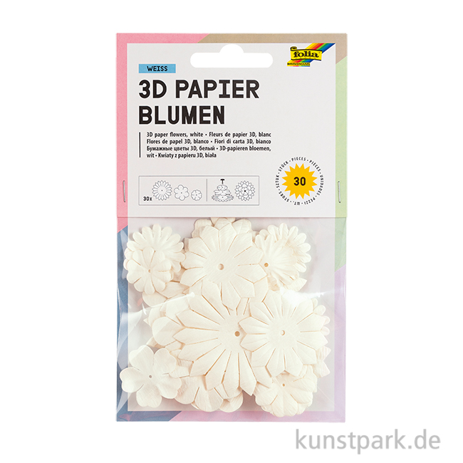 Artikelbild 1 des Artikels “Papierblumen, 20-55mm, 30 Stück, weiß sortiert “